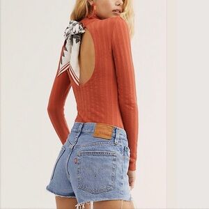 Free People Party in the Back Ribbed Top - Size Medium